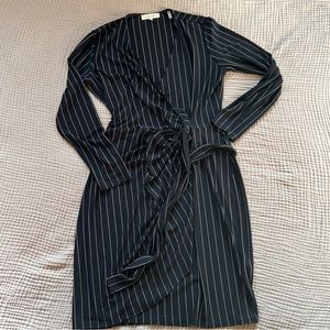 Pinstripe wrap dress